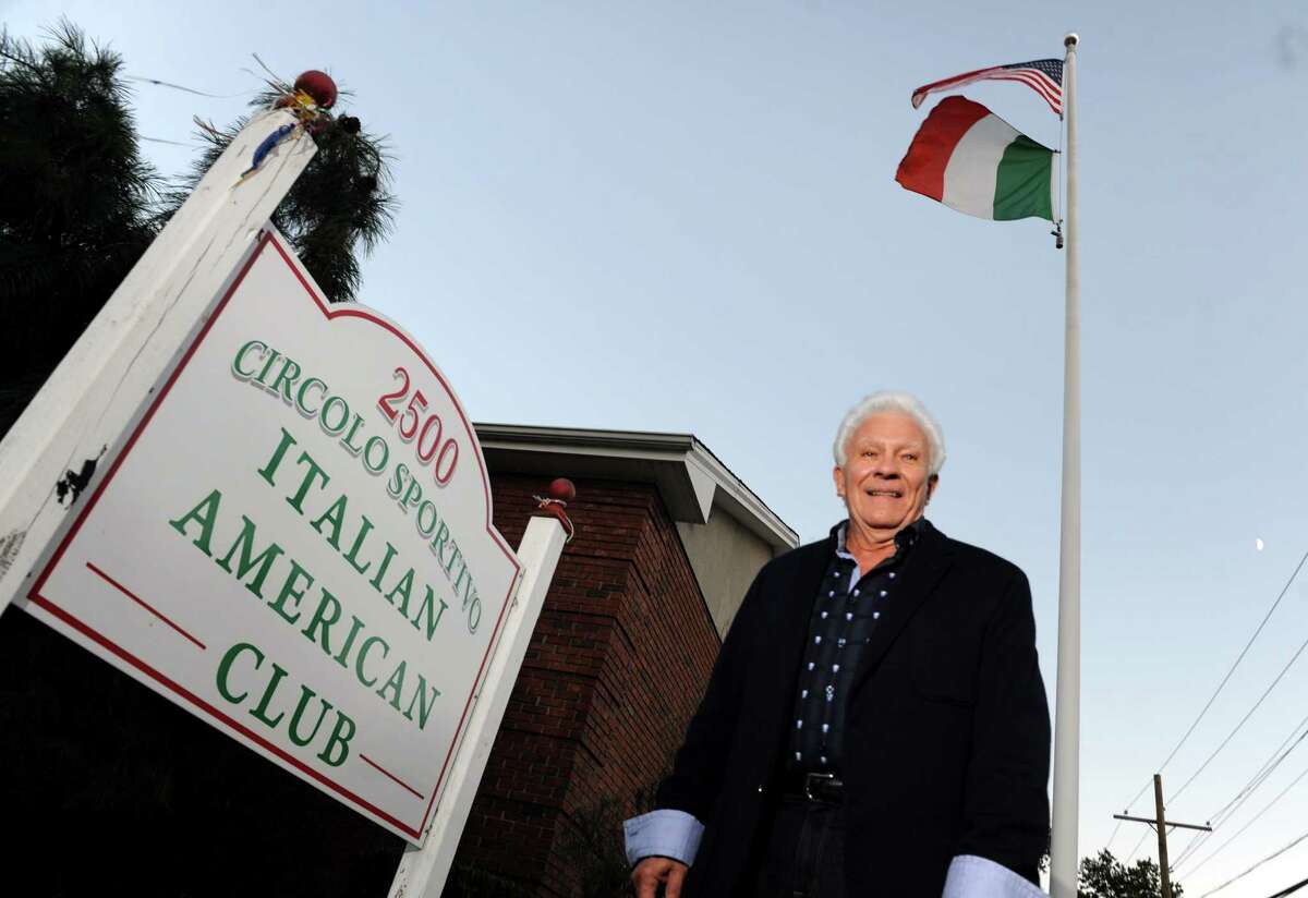 Former Bridgeport Mayor Len Paoletta poses in front of the Circolo Sportino Italian American Club in Bridgeport, Conn. on Tuesday October 20, 2015. Paoletta and about 50 other members of the club have joined together to try and get the Bridgeport school board to reverse its decision to change the Columbus Day holiday to Indigenous Peoples Day.