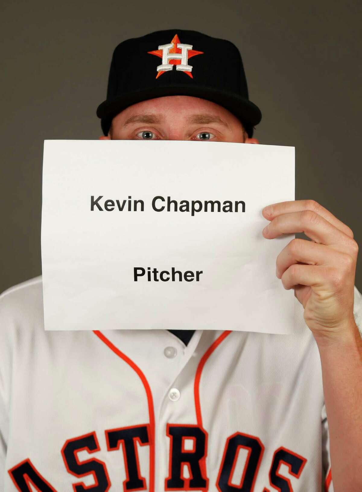 Houston Astros pitcher Kevin Chapman poses for a head shot during photo day at the Astros spring training in Kissimmee, Florida, Wednesday, Feb. 24, 2016.