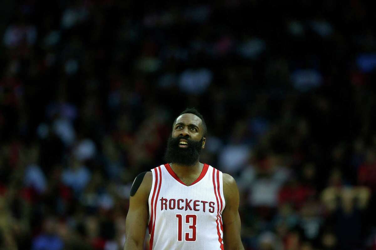 Houston Rockets guard James Harden (13) is unhappy with a call during the second half of the Houston Rockets 121-115 loss to the Atlanta Hawks, Tuesday, Dec. 29, 2015, in Houston. ( Mark Mulligan / Houston Chronicle )