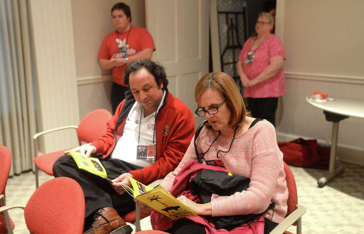 Volunteers and film-goers got an early jump on the weekend long festivities with the opening film showings at the McFaddin-Ward House visitor center on the first day of the annual Boomtown Film & Music Festival Thursday night. Music on the porch of the historic home also kicked off the events. Photo taken Thursday, February 25, 2016 Kim Brent/The Enterprise