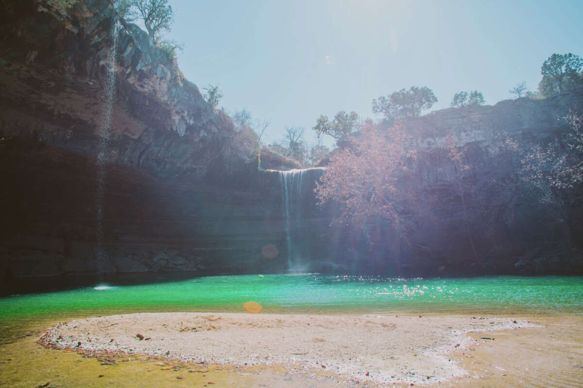 2. The Hamilton Pool waterfall never completely dries up, however, when it's dry it does slow to a trickle.