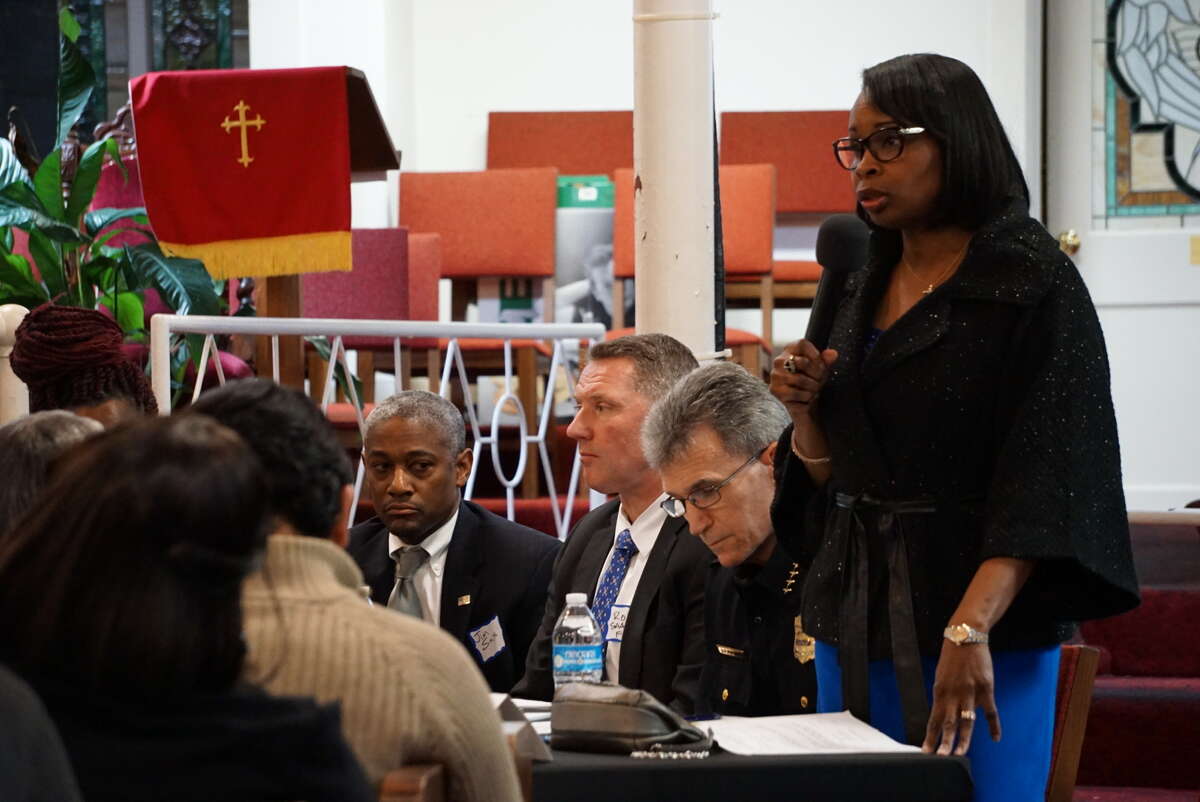 East Side residents gathered Thursday, Feb. 26, 2016, at the New Light Baptist Church to air frustrations with local authorities, including Mayor Ivy Taylor, Bexar County District Attorney Nico LaHood and San Antonio Police Chief William McManus.