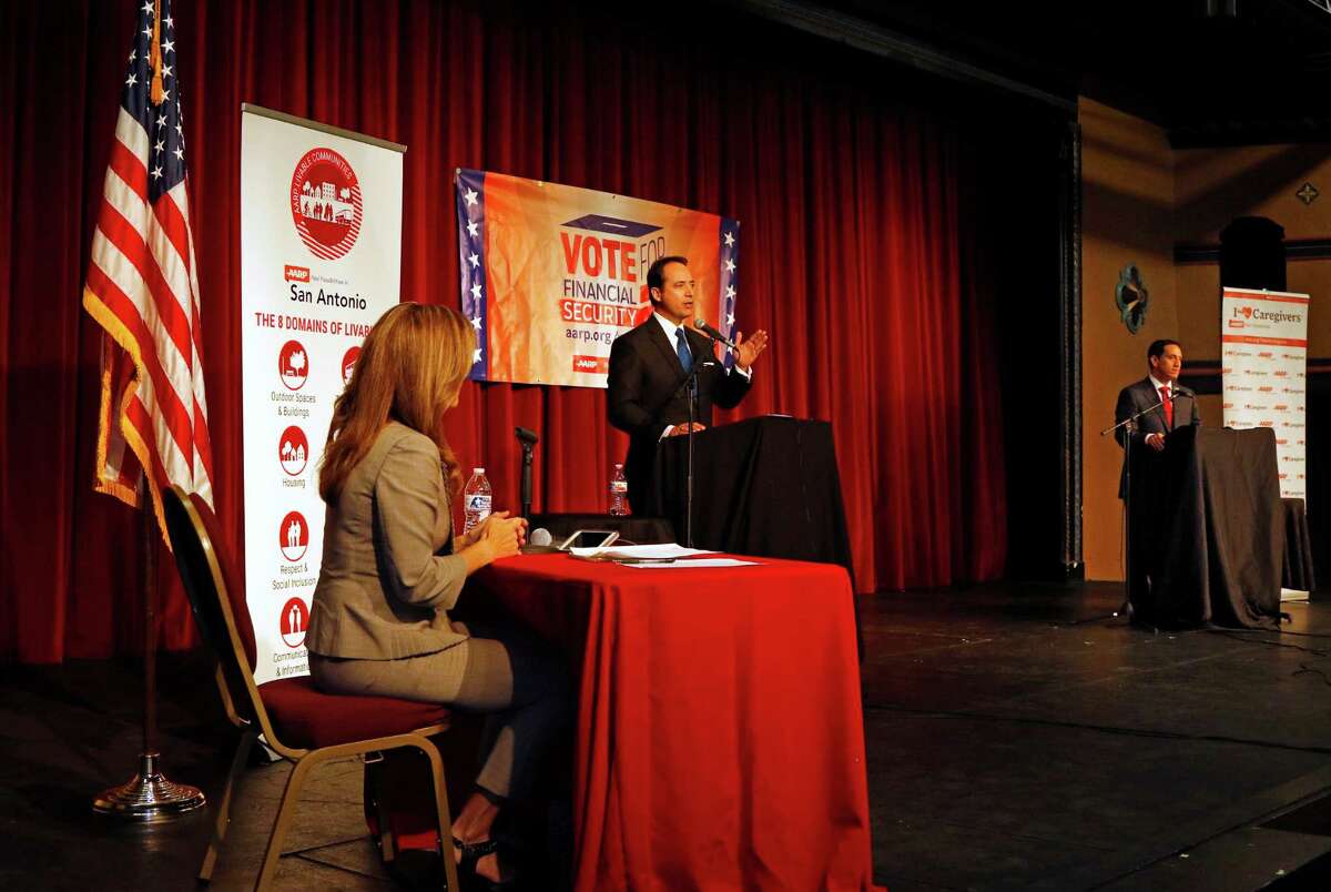 Debate between incumbent Jose Menendez ,L,and challenger Trey Martinez Fischer, candidates for Texas Senate District 26. Moderated by Sarah Lucero of KENS 5 held on Friday, January 29, 2016 at the Guadalupe Cultural Arts Center.