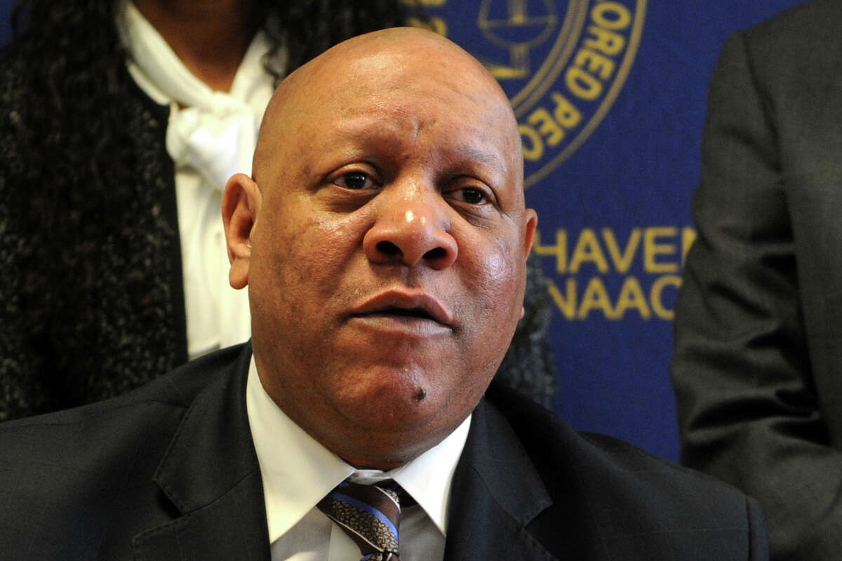 Scot X. Esdaile, president of state NAACP, speaks at a news conference on Friday about the death of Thomas Lane.