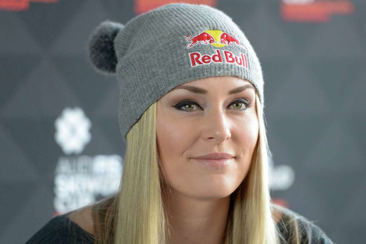 US alpine skier Lindsey Vonn speaks Tuesday Feb. 23, 2016 during a news conference at an hotel in Stockholm prior to Tuesday night's World Cup Parallel Slalom in central Stockholm. (Maja Suslin/TT via AP) SWEDEN OUT ORG XMIT: LON814