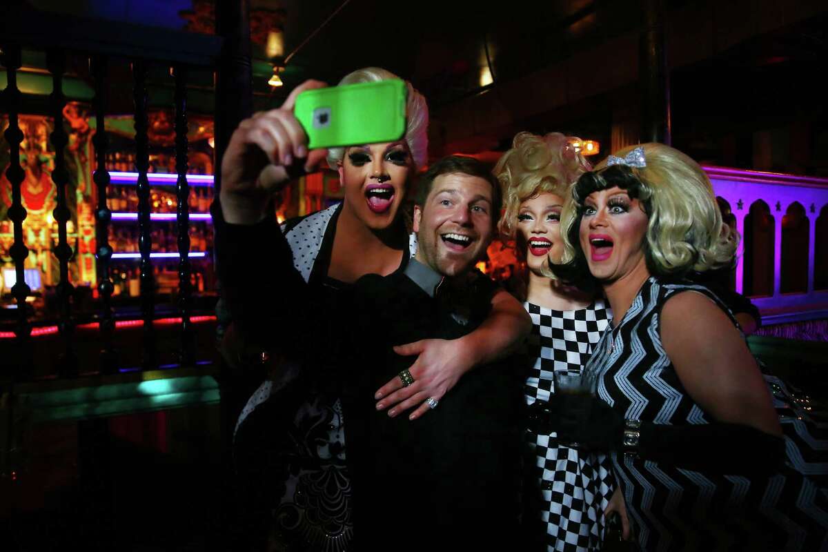 John Huddlestun snaps a selfie with Isabella Extynn, Ruby Bouché and Tipsy Rose Lee after the Mimosas with Mama show on Sunday, Feb. 28, 2016, at The Unicorn in Capitol Hill.