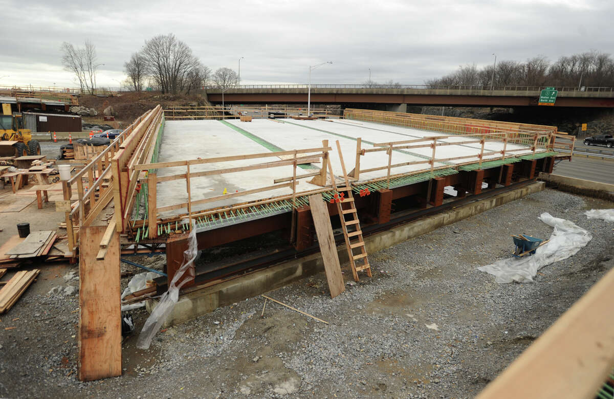 Pre-fab Route 8/25 bridges being built off road