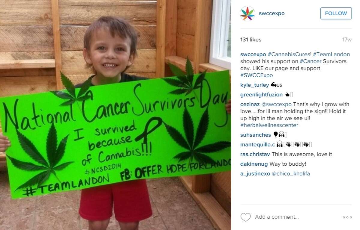 "#CannabisCures! #TeamLandon showed his support on #Cancer Survivors day. LIKE our page and support #SWCCExpo," @swccexpo.