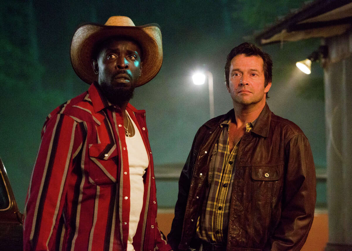 Michael Kenneth Williams (left) and James Purefoy banter constantly in “Hap and Leonard’s” well-written script. The pair set out to find a gang’s long-missing loot, but the larger story is about character, setting and dialogue in a hardscrabble East Texas setting.