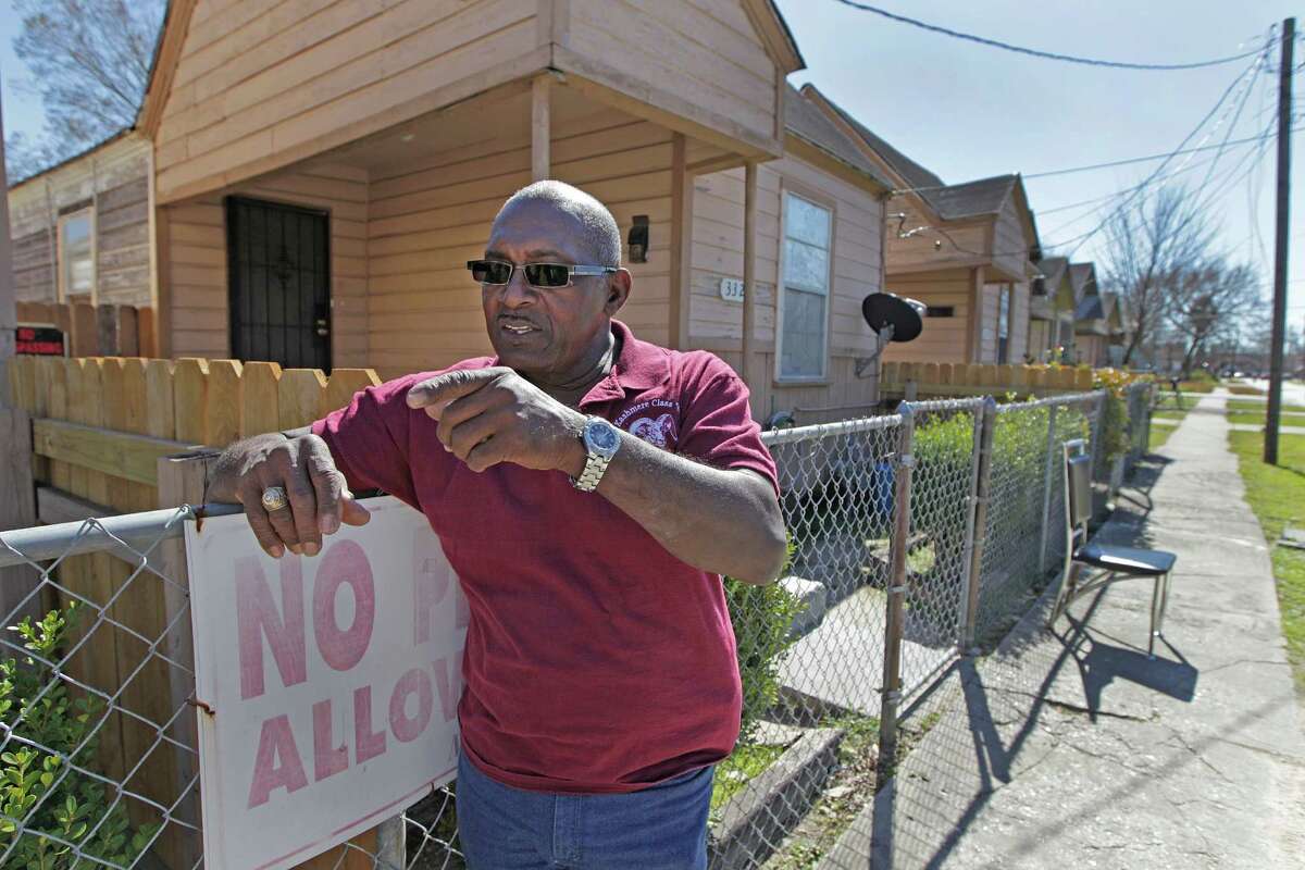 Audry L. Releford, seen on Feb. 11, 2016, points to the intersection where his mentally ill son Kenneth was shot and killed by a police officer in 2012 in Houston. He filed a federal civil rights lawsuit on beghalf of his son.