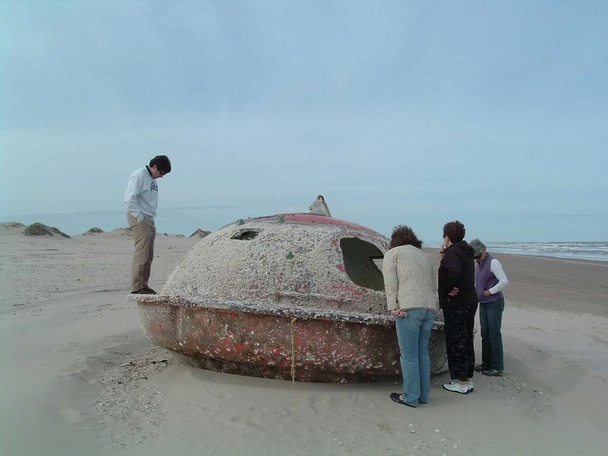 UFO? No, that's just an old escape pod that washed up on the Padre Island National Seashore. The park posted the photo for its "Washed up Wednesday" series.