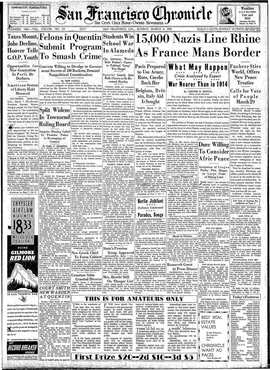 Chronicle Covers When The Nazis Entered The Rhineland