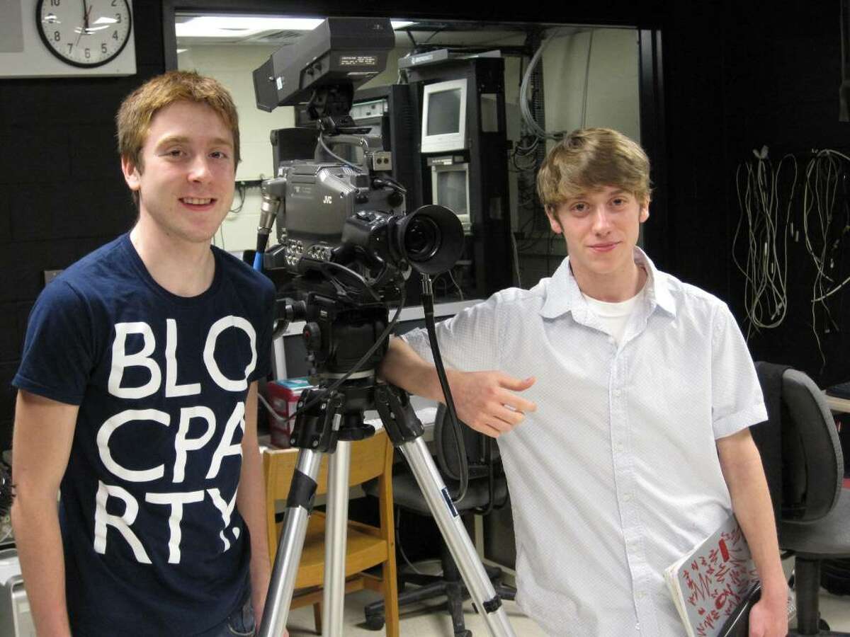 David Bartlett, 17 (left) and Matt Subrizi, 17, (right) both seniors at Masuk High School, won a video contest sponsored by the state Department of Motor Vehicles. The video asked students to make a public service announcement about distracted driving.