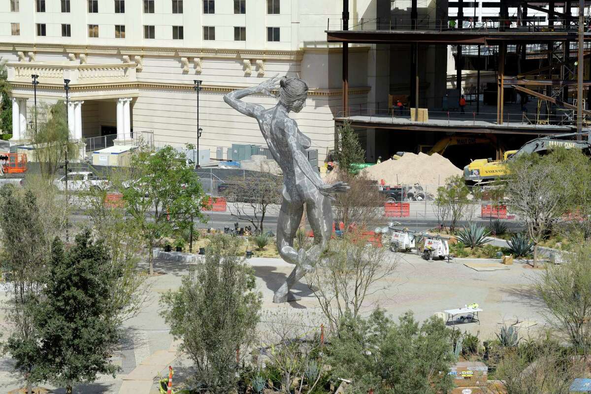 Burning Man statue graces the Las Vegas Strip