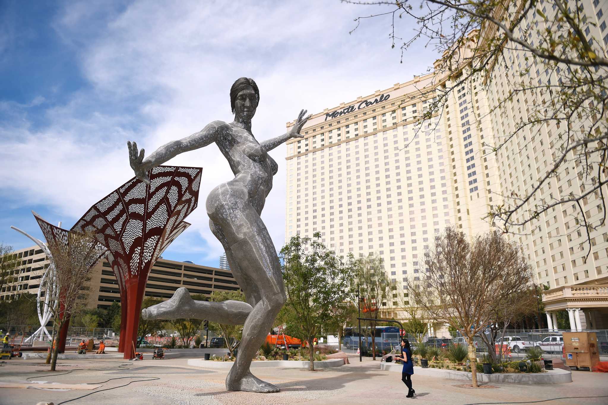 Burning Man statue graces the Las Vegas Strip