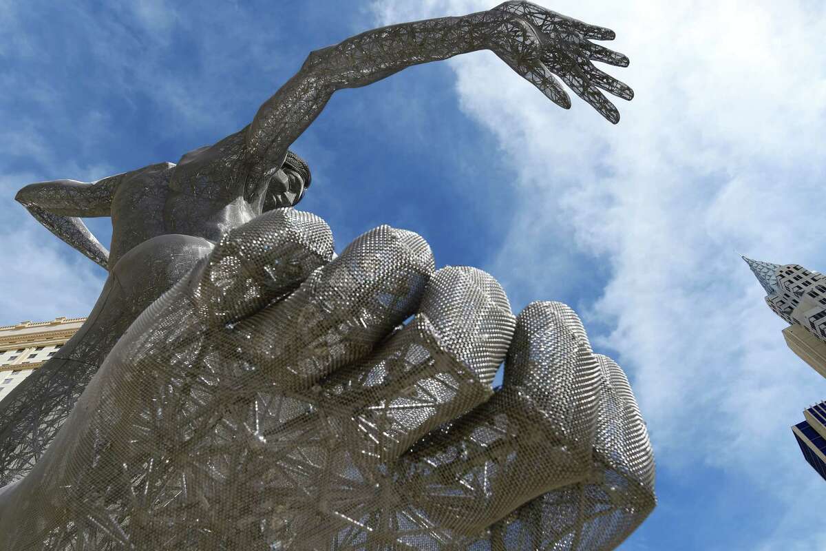 Burning Man statue graces the Las Vegas Strip