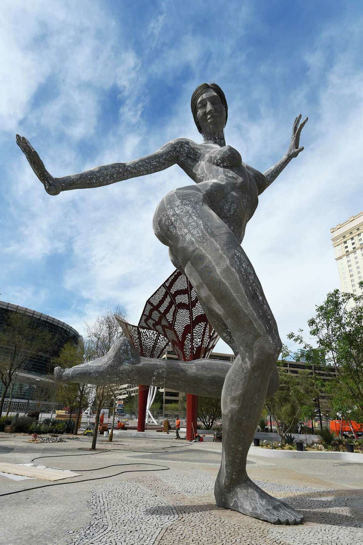 Burning Man statue graces the Las Vegas Strip