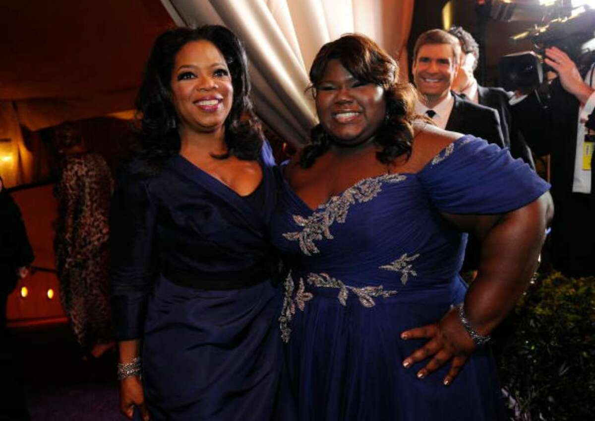 HOLLYWOOD - MARCH 07: Oprah Winfrey and actress Gabourey Sidibe attend the 82nd Annual Academy Awards Governor's Ball held at Kodak Theatre on March 7, 2010 in Hollywood, California. (Photo by Kevork Djansezian/Getty Images)