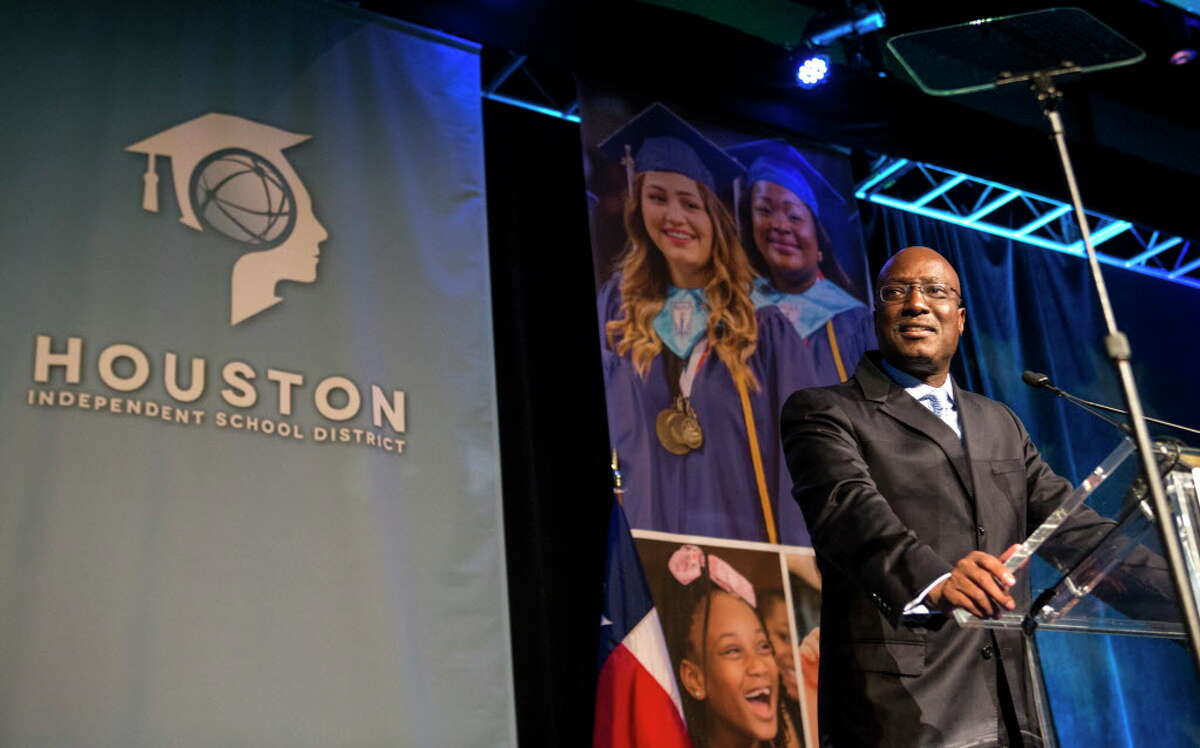 Kenneth Huewitt, interim superintendent of schools for the Houston Independent School District, speaks during the HISD State of The Schools event on Thursday, March 3, 2016, in Houston.