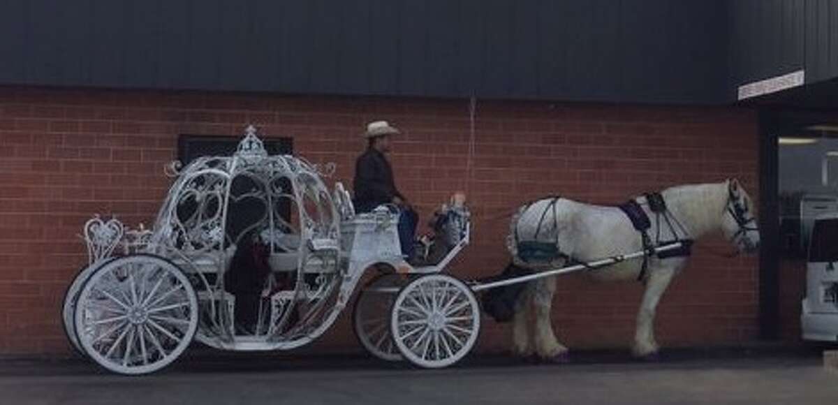Elizabeth Castillo shared the photo with mySA.com of a Cinderella carriage-driving coachman and his noble steed waiting in line at 1030 East Durango Blvd. on March 6, 2016.