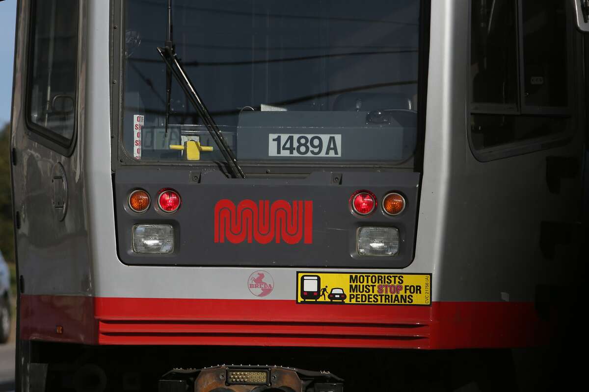The logo on a MUNI train is seen on Thursday, October 22, 2015 in San Francisco, Calif.