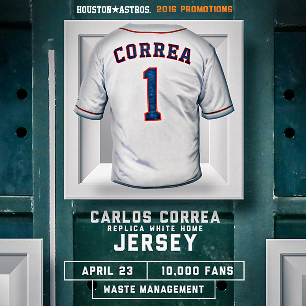 Houston Astros - 10,000 fans coming to the game on Monday, April 22 will  get a George Springer replica jersey, sponsored by Coca-Cola! Get your  tickets at Astros.com/Promotions.