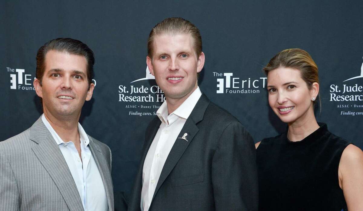 (L-R) Donald Trump Jr., Eric Trump and Ivanka Trump attend the 9th Annual Eric Trump Foundation Golf Invitational Auction & Dinner at Trump National Golf Club Westchester on September 21, 2015 in Briarcliff Manor, New York.