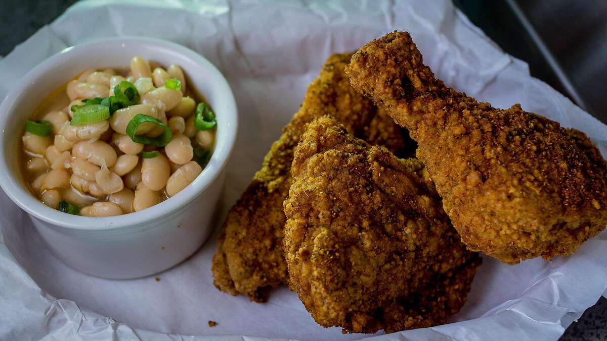 The Fried Chicken and Butter Beans at Bywater in Los Gatos, Calif. is seen on March 6th, 2016.