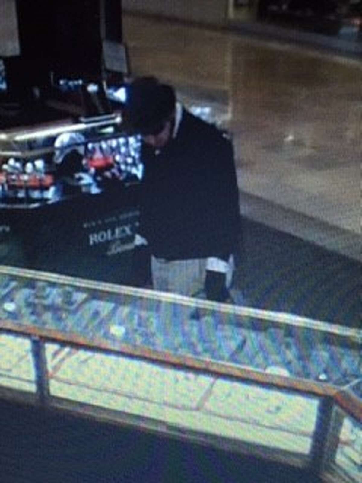 According to a statement from the San Antonio Police Department's Robbery Task Force, this man came into Gurinskys Jewelers at North Star Mall on February 24, demanding that the employee put the Rolex watches he was looking at into a bag he’d brought into the store.