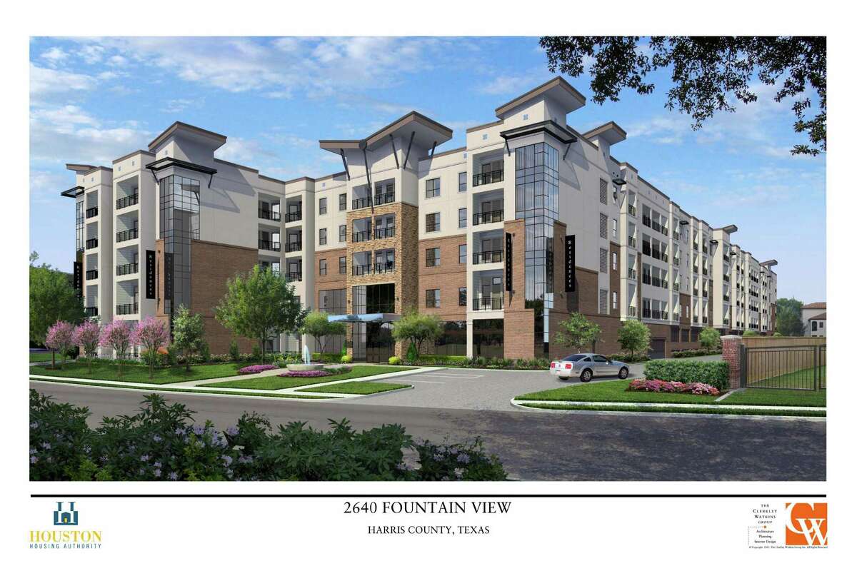 Rendering of the Houston Housing Authority's proposed mixed-income apartment complex at 2640 Fountain View.
