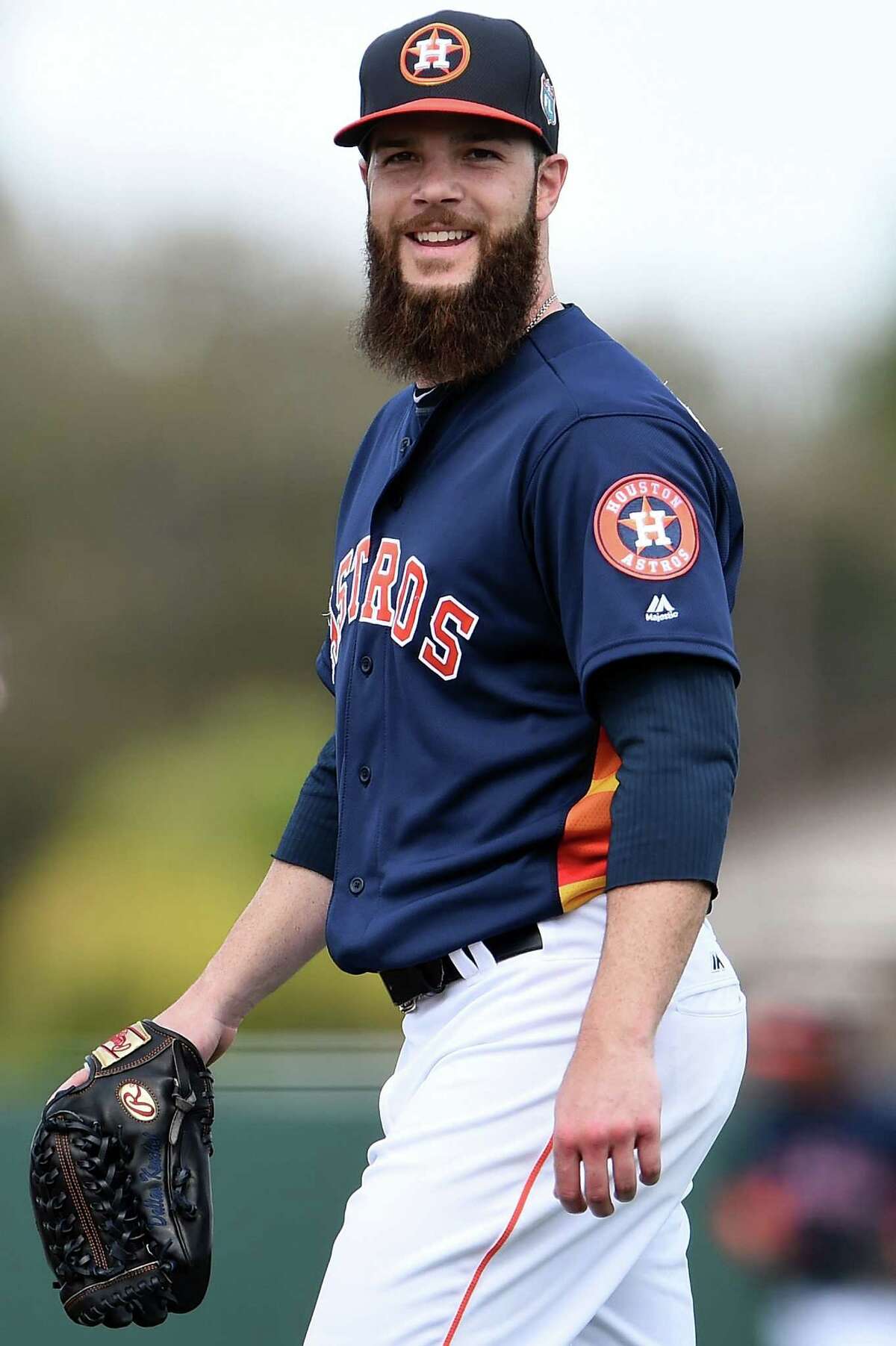 KISSIMMEE, FL - MARCH 09: Dallas Keuchel #60 of the Houston Astros walks to the dugout during the second inning of a spring training game against the Atlanta Braves at Osceola County Stadium on March 9, 2016 in Kissimmee, Florida.