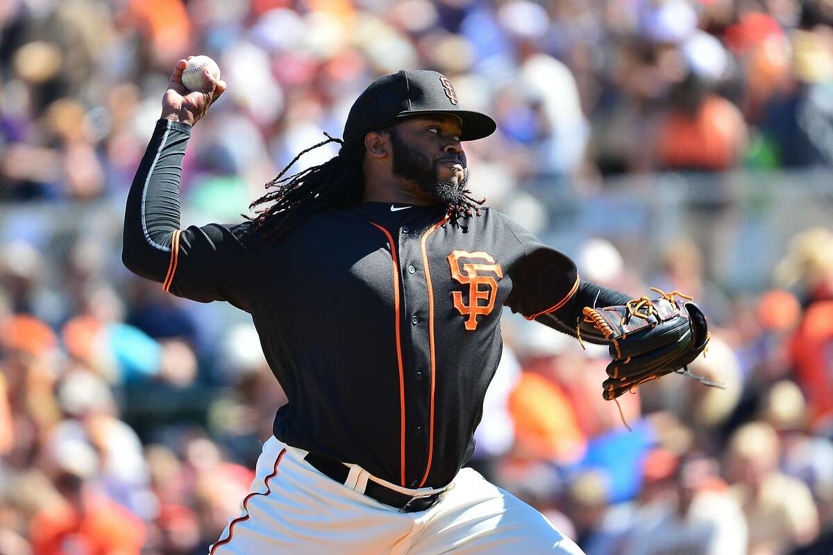 San Francisco Giants starting pitcher Johnny Cueto delivers a