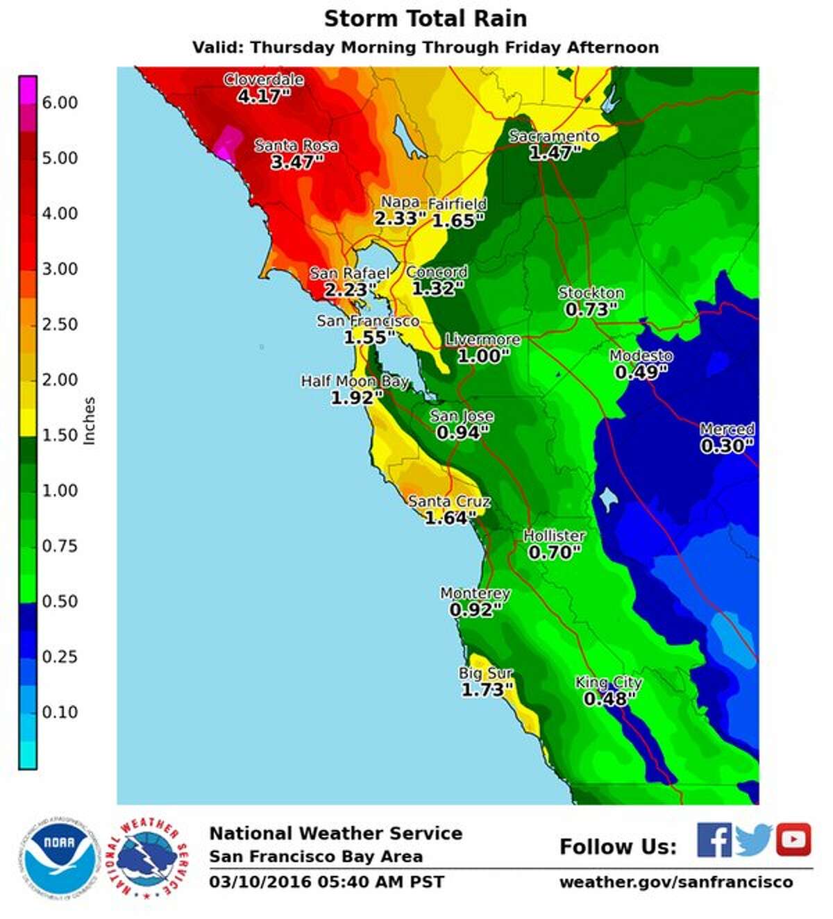 San Francisco expecting 1.5 inches of rain after North Bay soaking