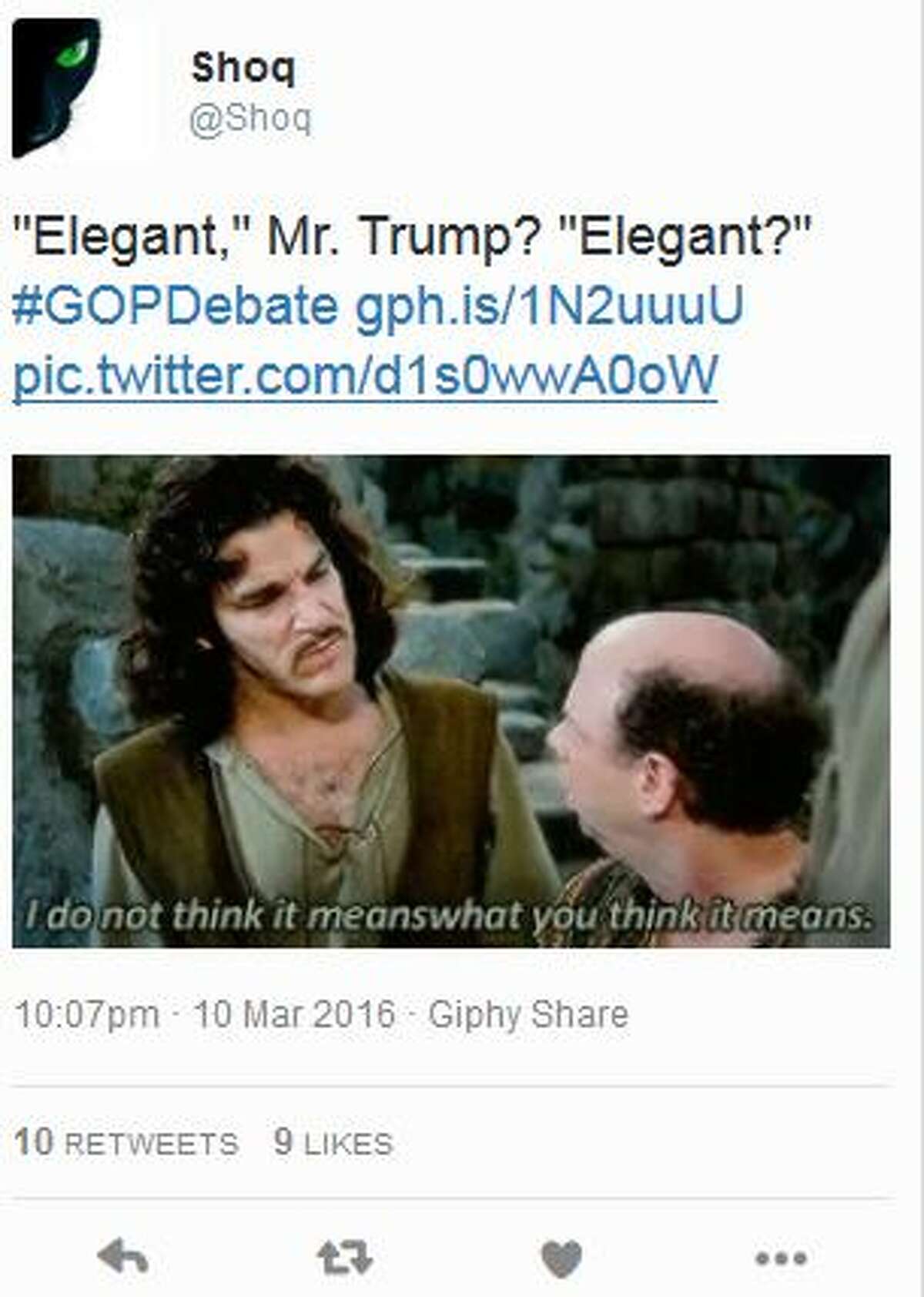 @Shoq: "Elegant" Mr. Trump? "Elegant?" #GOPDebate gph.is/1N2uuuUpic.twitter.com/d1s0wwA0ow