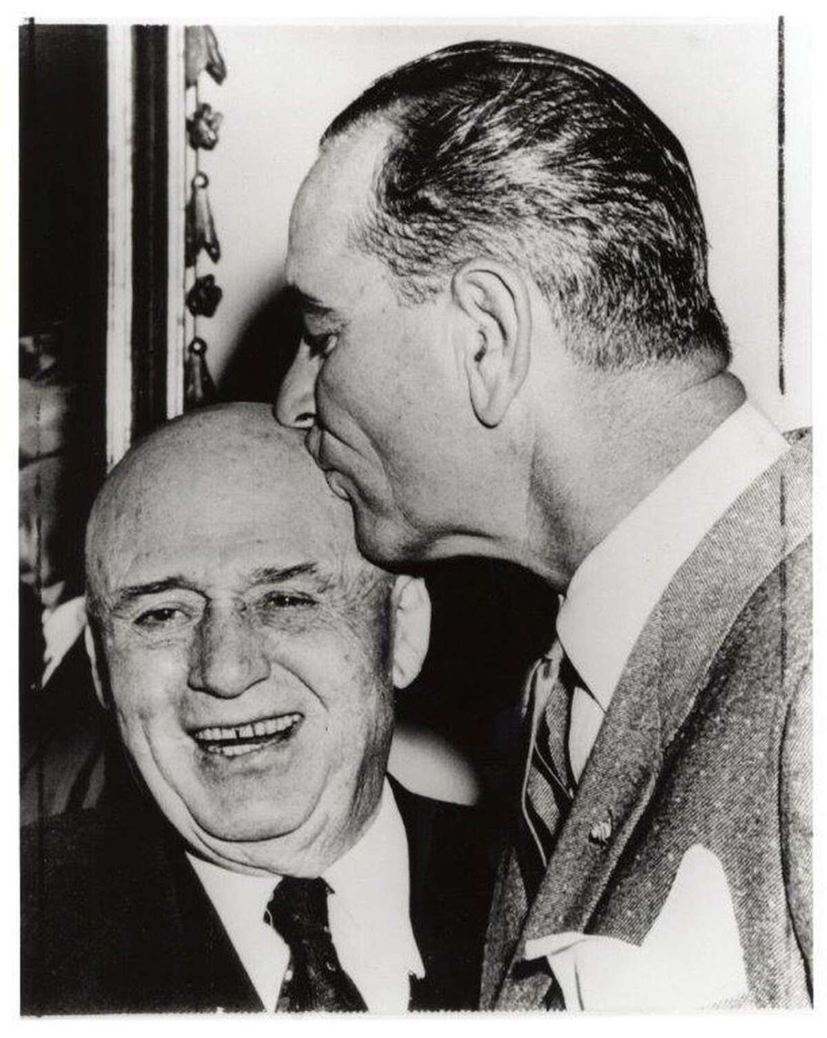 LBJ considered Rayburn his mentor and frequently greeted him with a kiss on his bald head. Photo by The Dolph Briscoe Center for American History at the University of Texas at Austin