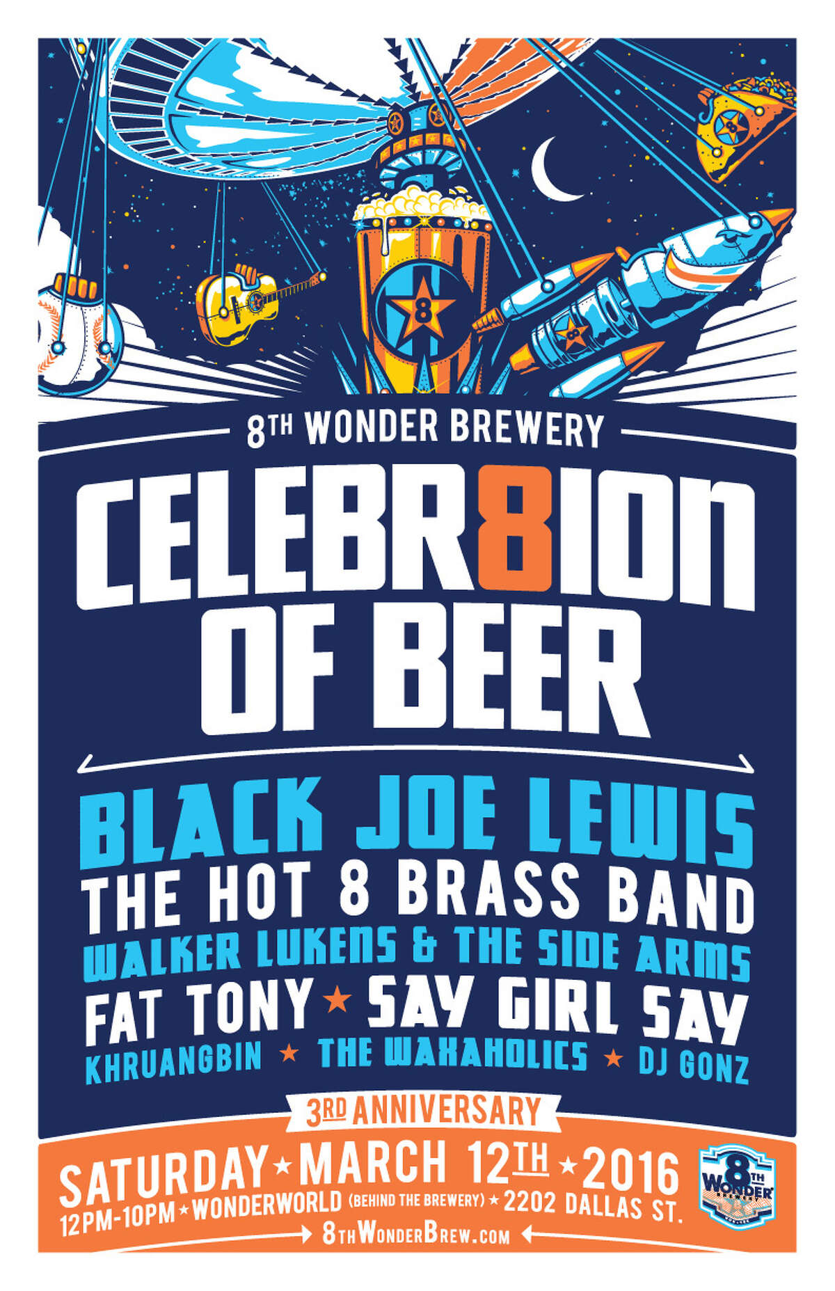 EaDo's 8th Wonder Brewery celebrates 3 years in business on Saturday, March 12, 2016.