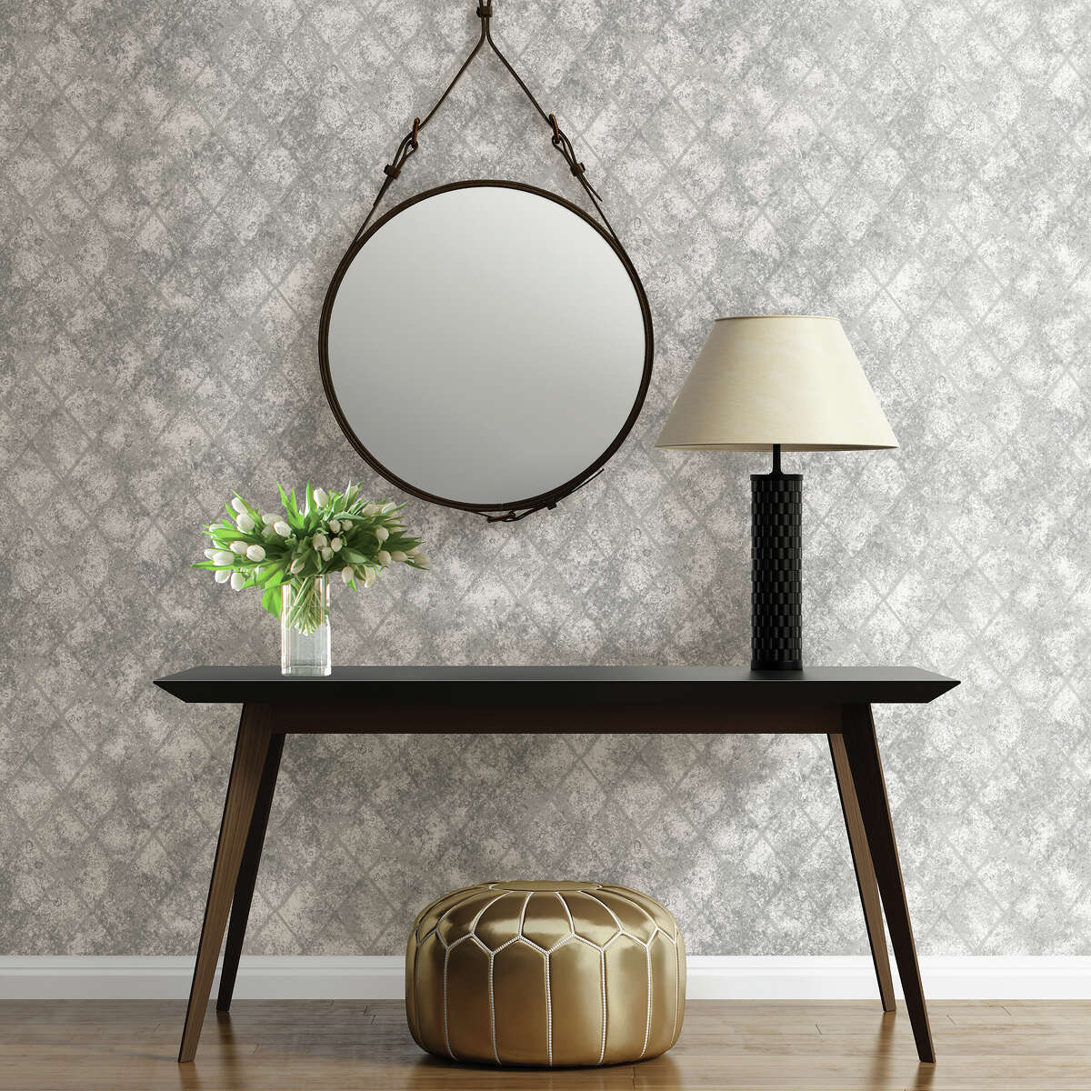 Image showcasing Industrial-chic wallpaper makes the new look old