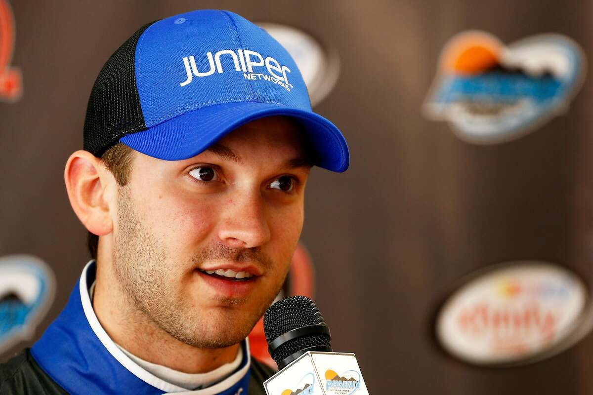 AVONDALE, AZ - MARCH 11: Daniel Suarez, driver of the #19 Juniper Networks Toyota, speaks to the media during a press conference after practice for the NASCAR XFINITY Series Axalta Faster. Tougher. Brighter. 200 at Phoenix International Raceway on March 11, 2016 in Avondale, Arizona. (Photo by Daniel Shirey/Getty Images)