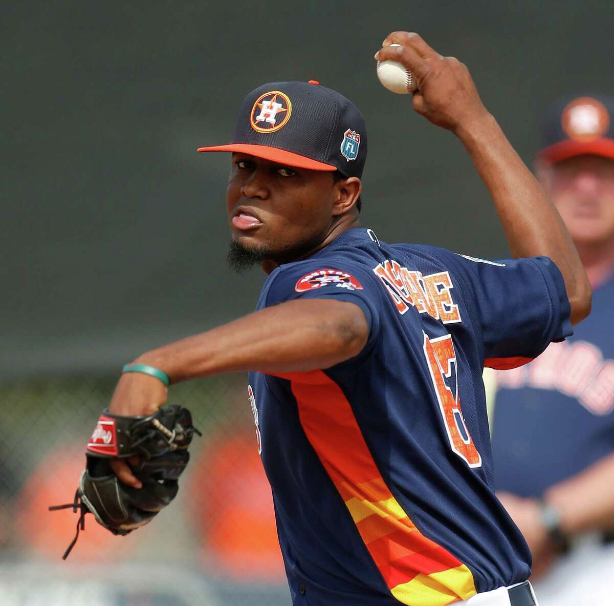 Boasting a 99 mph fastball, pitcher Jandel Gustave has what Astros manager A.J. Hinch calls "wipeout capabilities." The 23-year-old righthander is coming off his best pro season, having gone 5-2 with a 2.15 ERA and 20 saves for Class AA Corpus Christi.