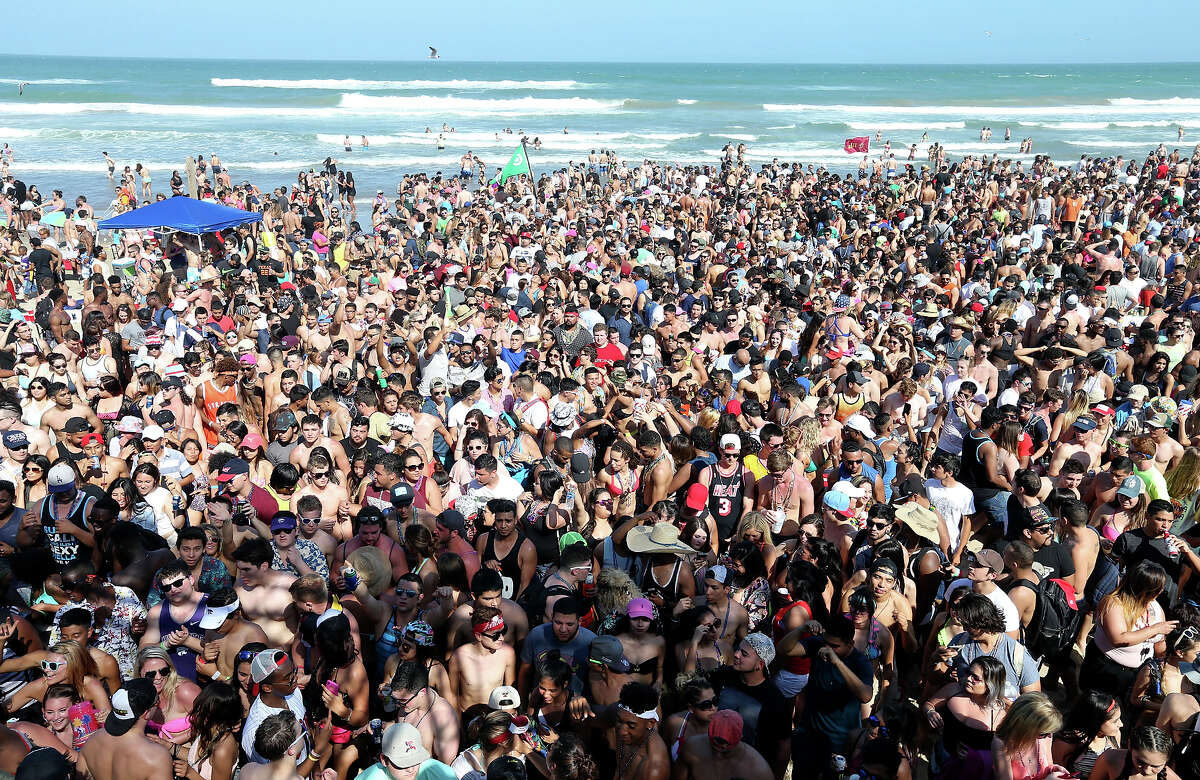 Spring Breakers party Sunday March 13, 2016 at Clayton’s Beach Bar on South Padre Island, Tx.
