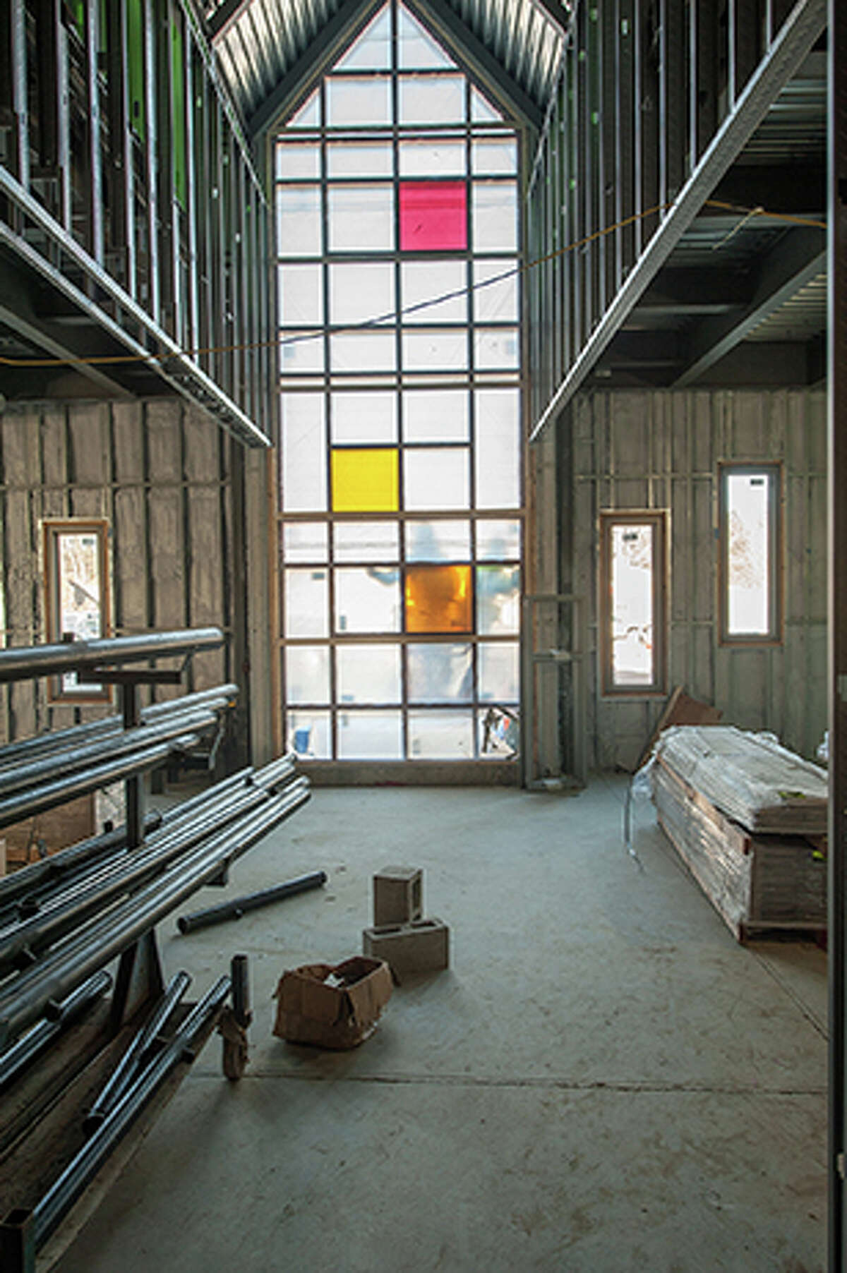 A window in the library of the new Sandy Hook Elementary School underconstruction. Please Credit ROBERT UMENHOFER