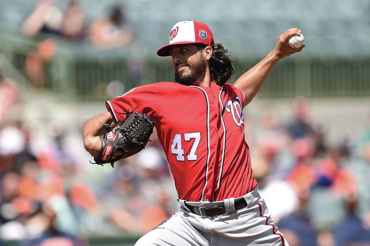 KISSIMMEE, FL - MARCH 15: Gio Gonzalez #47 of the Washington Nationals throws a pitch during the first inning of a spring training game against the Houston Astros at Osceola County Stadium on March 15, 2016 in Kissimmee, Florida.