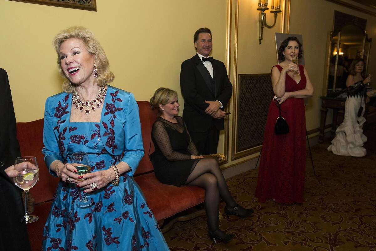 Dede Wilsey (left) chats with other ballet patrons during the performance intermission at the San Francisco Ballet's 2016 Opening Night Gala at War Memorial Opera House in San Francisco, Calif., on Thursday, January 21, 2015. The gala celebrated the opening of the company's 83rd season.