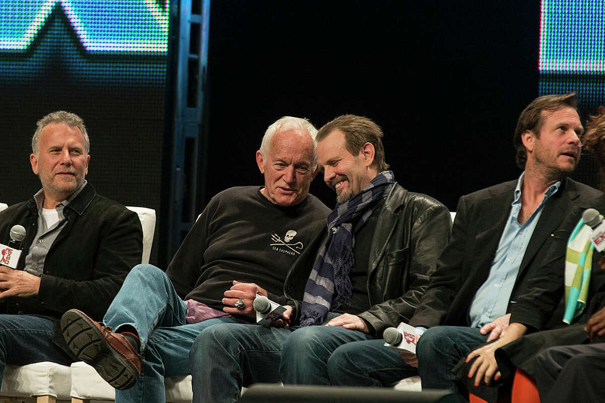 CALGARY, AB - APRIL 26: (L-R) "Aliens" actors Paul Reiser, Lance Henriksen, Michaerl Biehn, and Bill Paxton reunite with their cast members to celebrate their iconic film "Aliens" at the panel discussion "Aliens Exposed" during the Calgary Comic and Entratainment Expo on April 26, 2014 in Calgary, Canada.