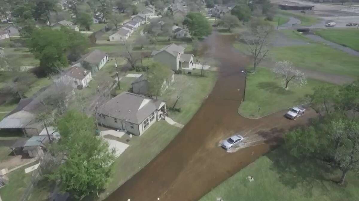 Drone footage shows flood damage in Orange County