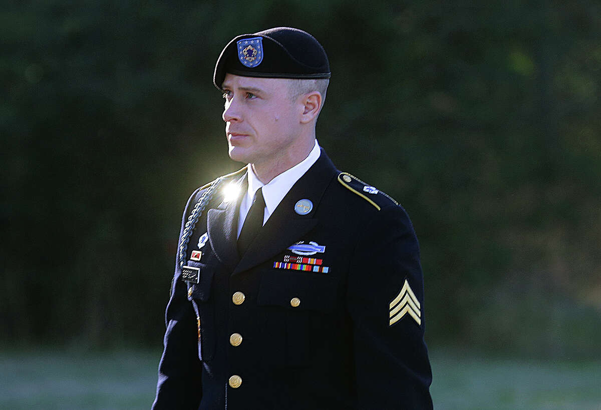 FILE - In this Tuesday, Jan. 12, 2016, file photo, Army Sgt. Bowe Bergdahl arrives for a pretrial hearing at Fort Bragg, N.C. Donald Trump is the most vocal critic to pressure the military to punish Bergdahl, though several experts say its unlikely his comments alone can convince a judge the soldiers due process rights were violated. (AP Photo/Ted Richardson, File)