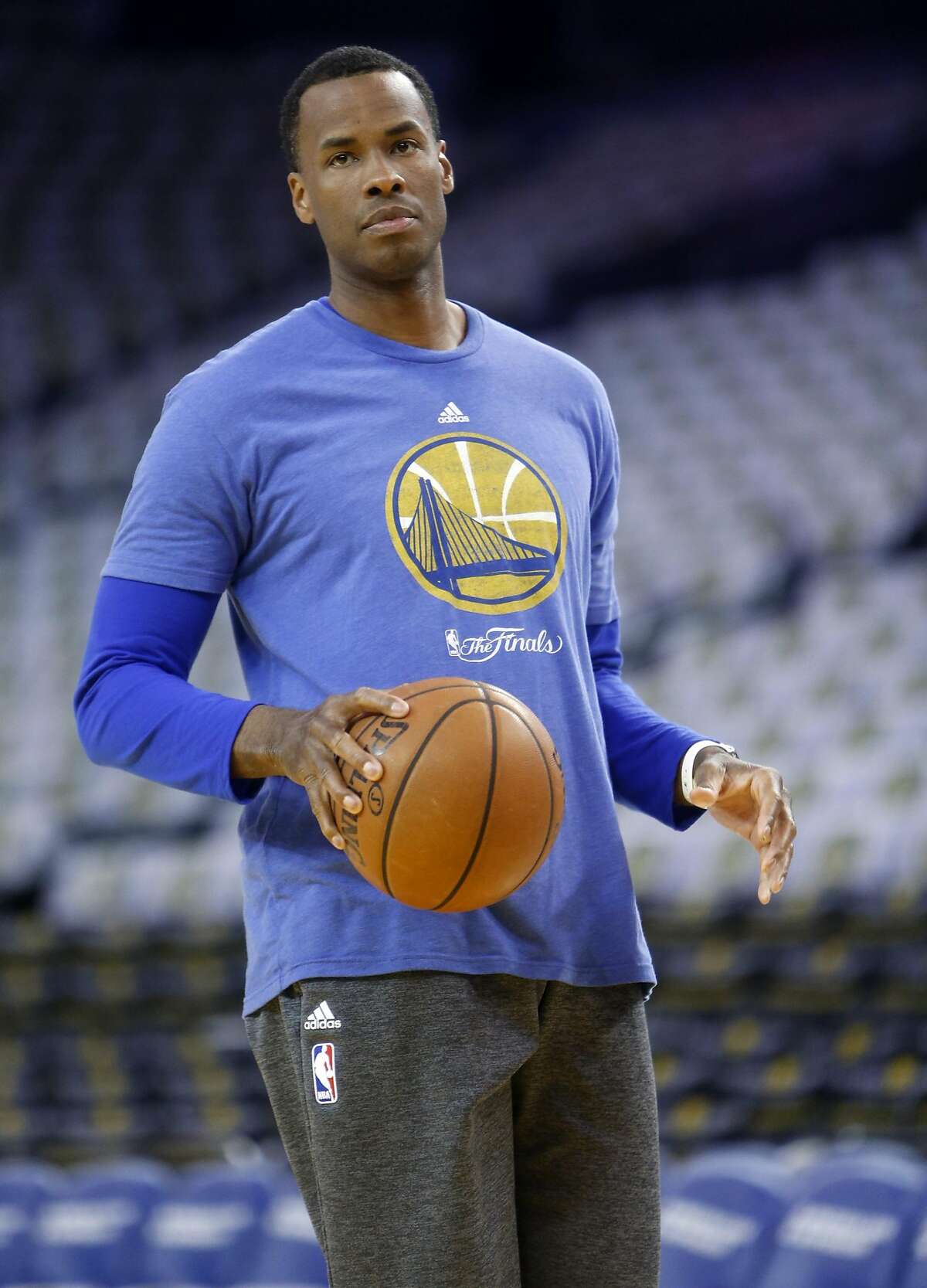 Golden State Warriors' assistant coach Jarron Collins before Warriors play New York Knicks in NBA game at Oracle Arena in Oakland, Calif., on Wednesday, March 16, 2016.