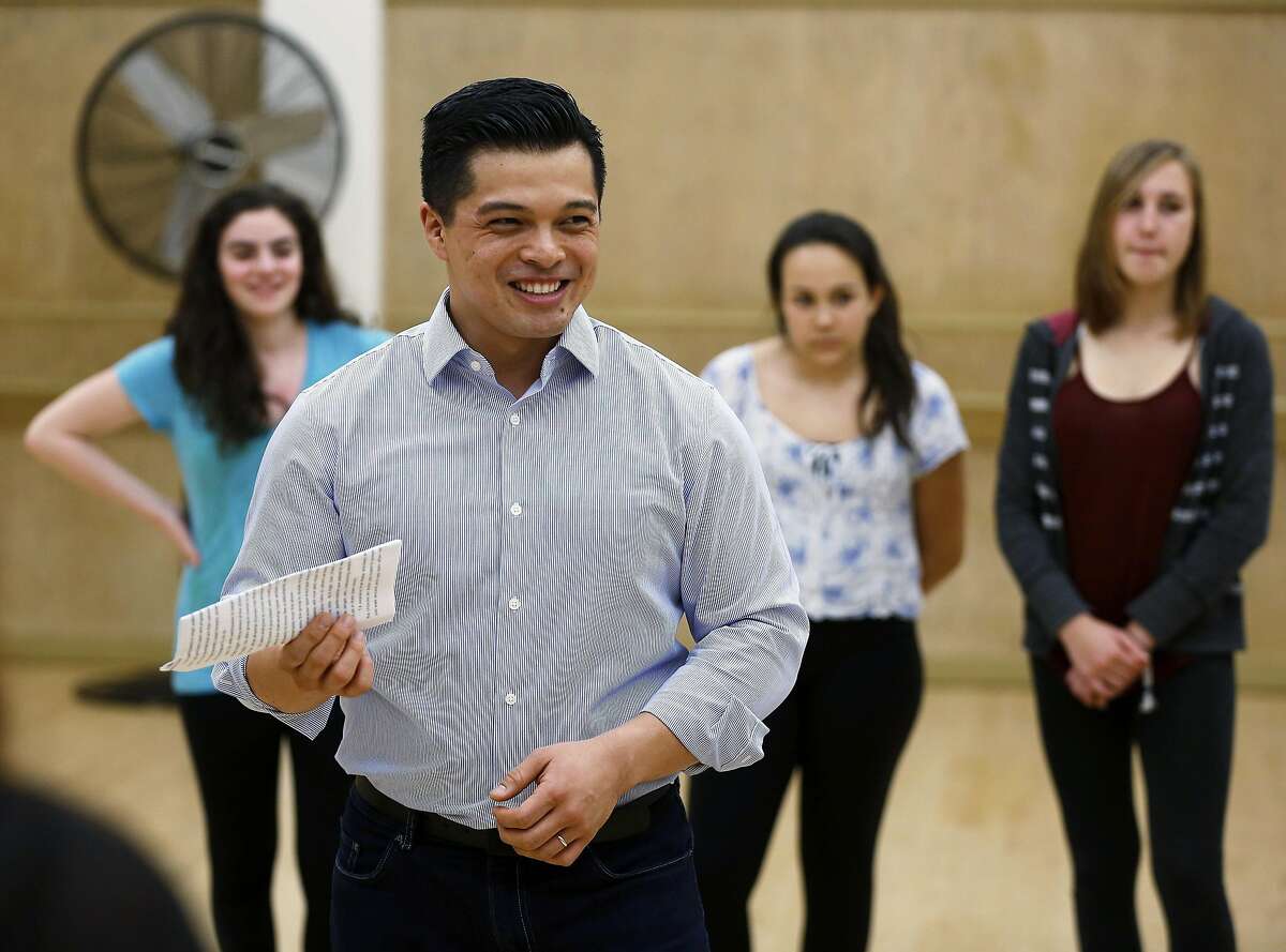 Vincent Rodriguez III teaches a character development class to the Young People's Teen Musical Theatre Company at the Harvey Milk Center for the Arts in San Francisco, California, on Wednesday, March 16, 2016.