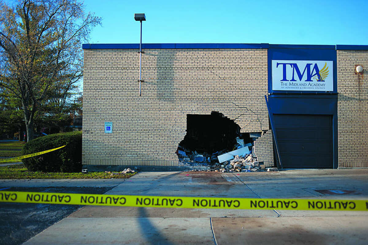 Damage left after the crash at the Midland Academy is seen in this Daily News file photo.