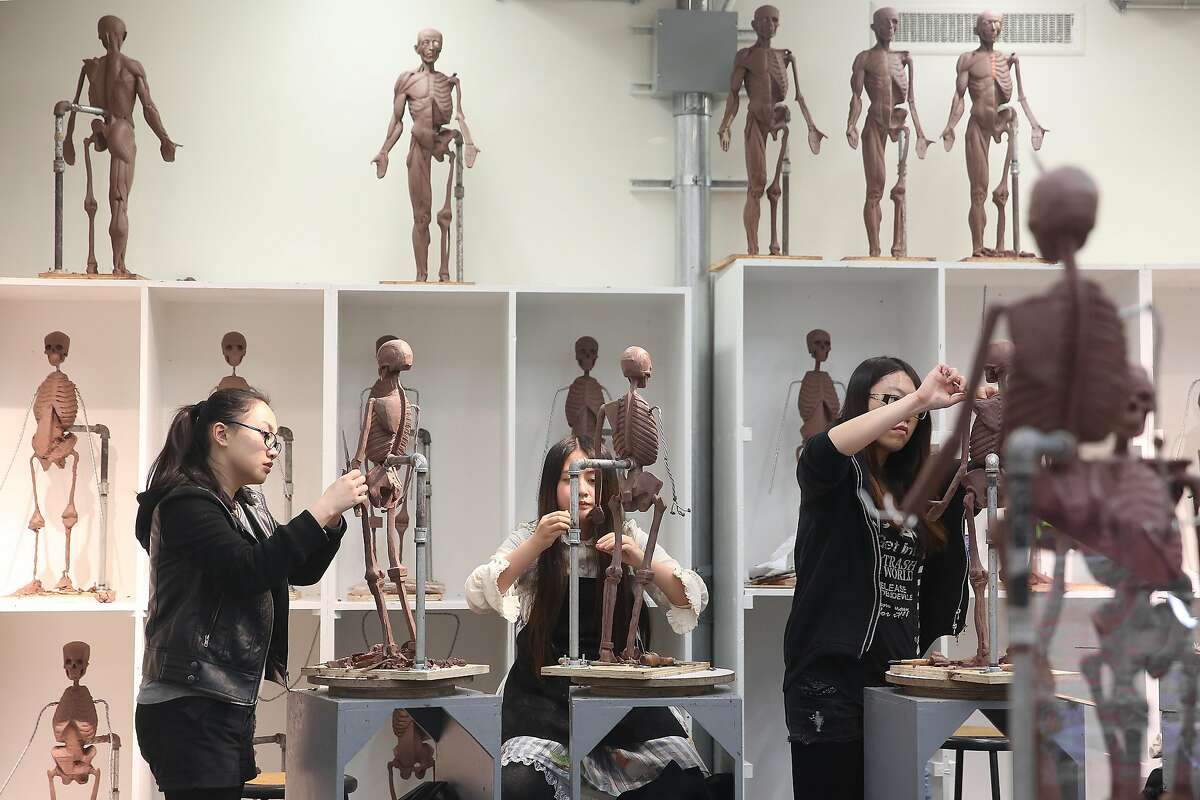 Students in the Ecorche studio of the Academy of Art University's school of fine art sculpture at the Cannery in San Francisco, California, viewed on thursday, march 17, 2016. The Planning Commission is going to be holding a hearing on the Academy of Art University, which has been in violation of city zoning laws on many of its properties.